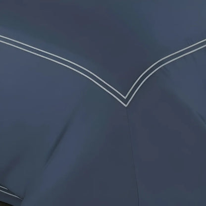 Slate Blue Duvet Set With White Double Baratta Stitch