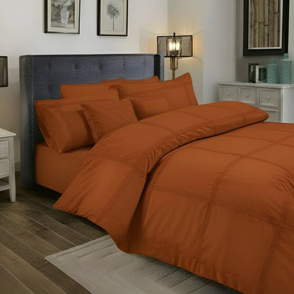Box Pleated Duvet Set - Orange
