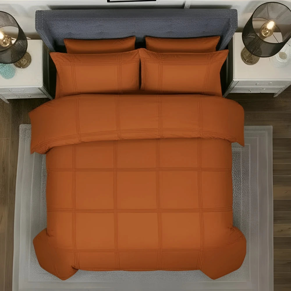 Box Pleated Duvet Set - Orange