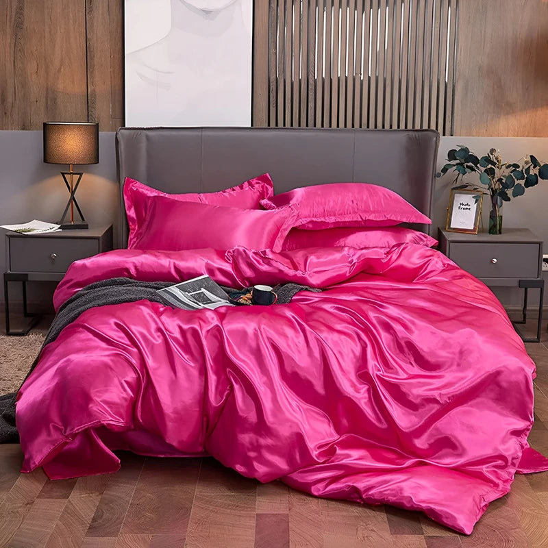 Luxurious Silk Duvet Set - Hot Pink