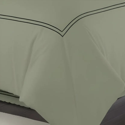 Olive Green Duvet Set With Black Double Baratta Stitch