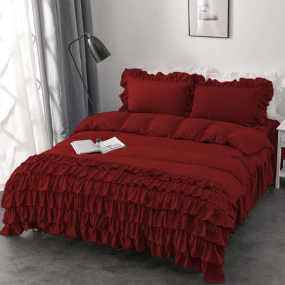 Luxury Ruffle Duvet Set 8 Pieces - Red