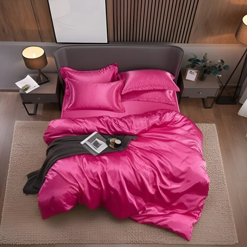 Luxurious Silk Duvet Set - Hot Pink