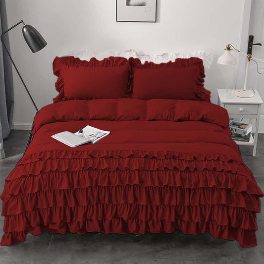 Luxury Ruffle Duvet Set 8 Pieces - Red
