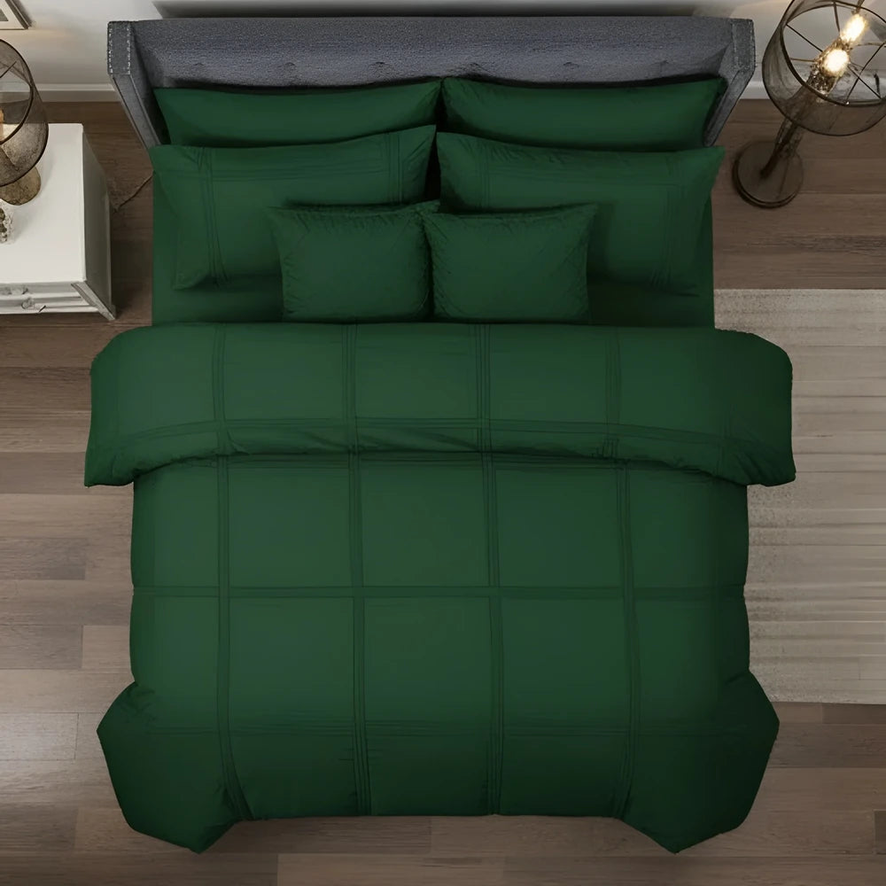 Box Pleated Duvet Set - Green