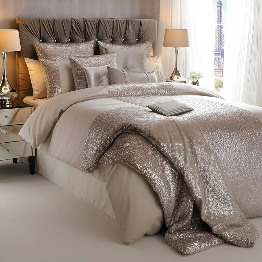 Elegant Look Beige Bridal Quilt Set - With Free Quilt Filling