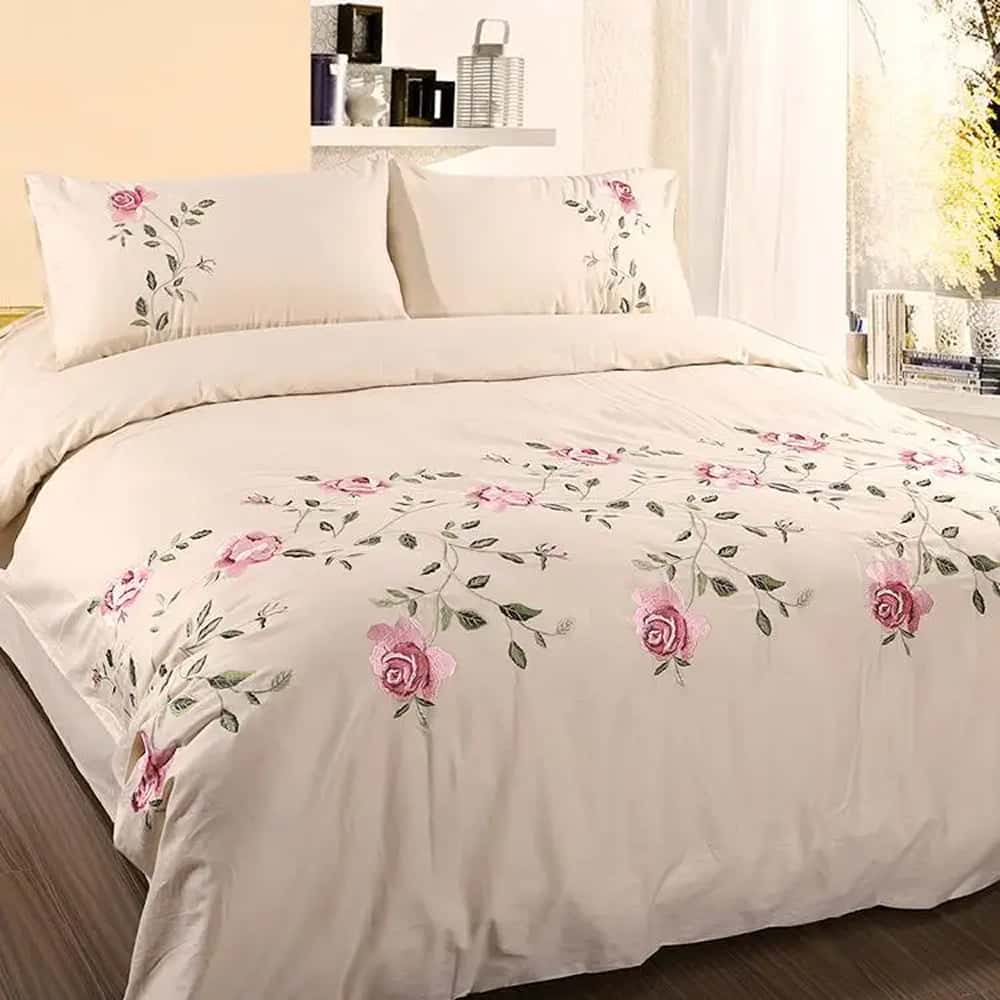 Luxury Embroidered Duvet Set _ Beige