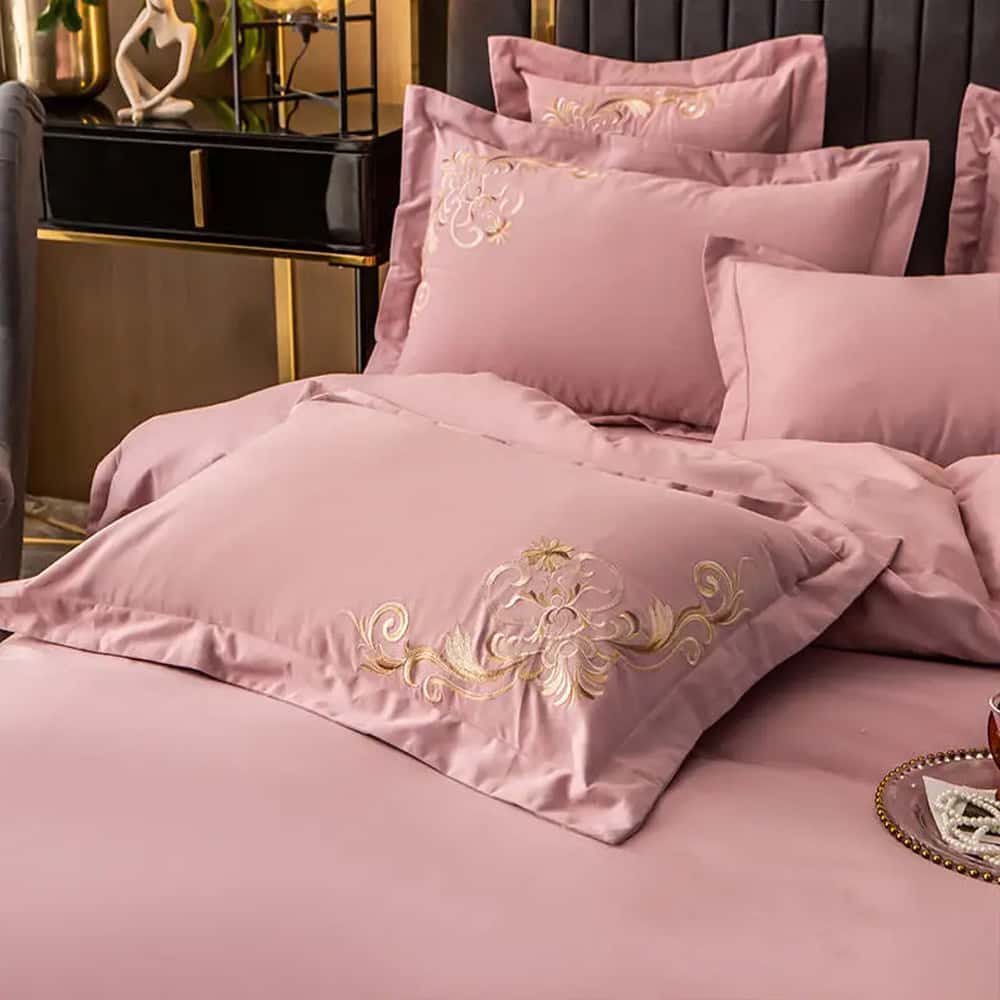 Egyption Embroidery Duvet Set - Pink