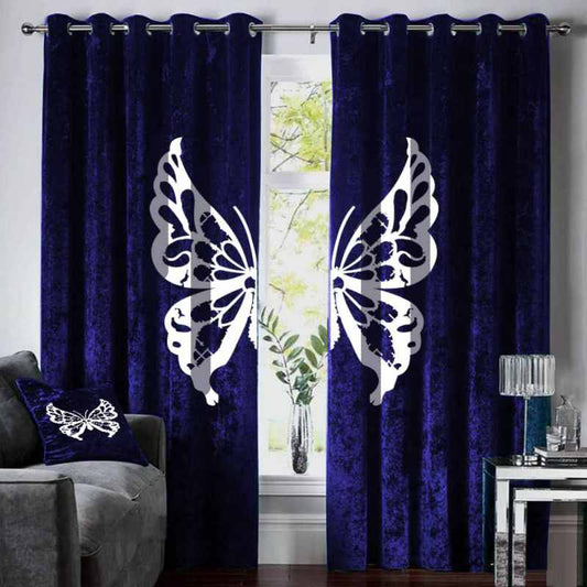 Butterfly Velvet  curtains - Royal Blue
