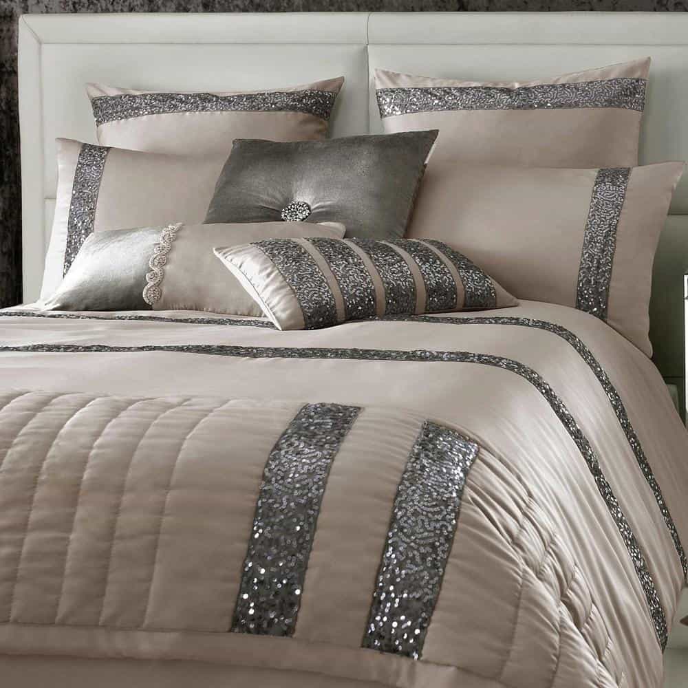 Elegant Look Beige Bridal Quilt Set - 12 Pieces Set with Free Quilt Filling