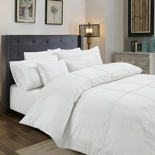 Box Pleated Duvet Set - White