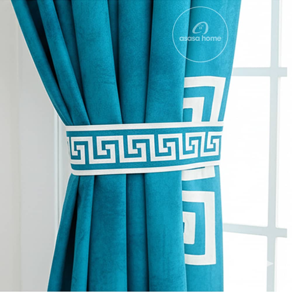 2 Pieces Premium splendid velvet curtain Panels & 2 Belts (Zinc & White)