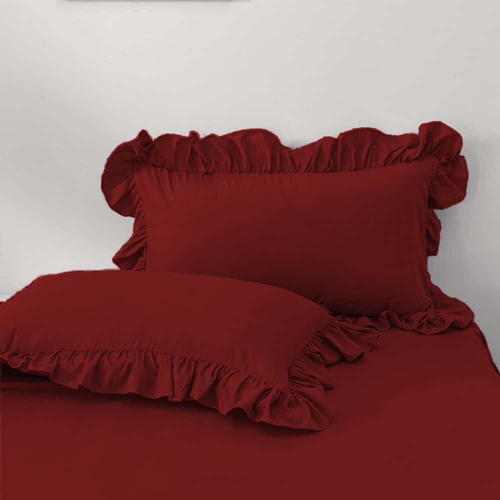 Luxury Ruffle Duvet Set 8 Pieces - Red