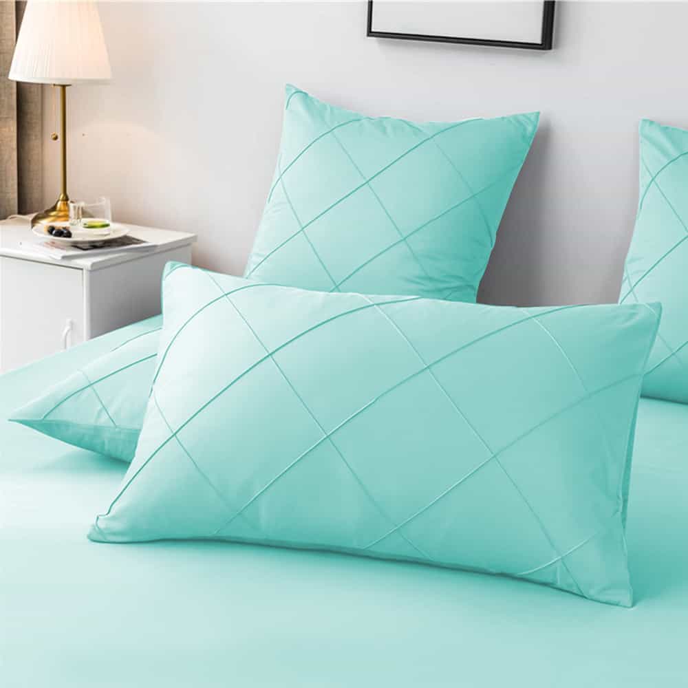 Cross Pleated Duvet Set - Sea Green