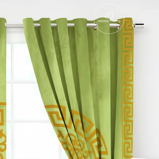 2 Pieces Premium splendid velvet curtain Panels & 2 Belts (Green & Black)