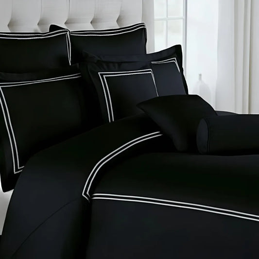 Black Duvet Set With White Double Baratta Stitch