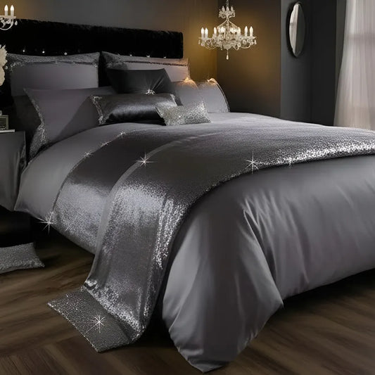 Elegant Look Grey Bridal Quilt Set - With Free Quilt Filling