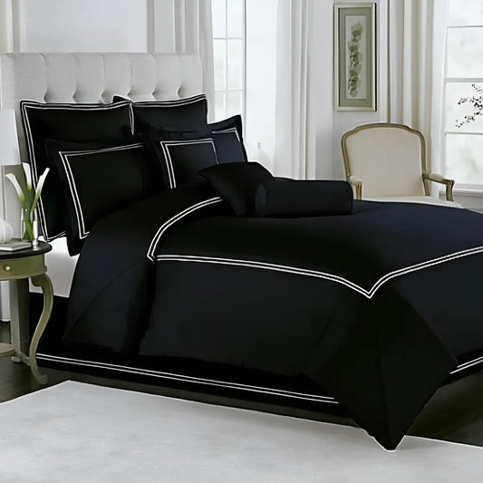 Black Duvet Set With White Double Baratta Stitch