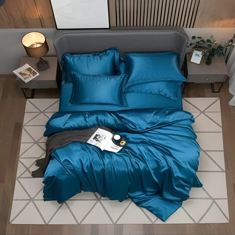 Luxurious Silk Duvet Set - Teal