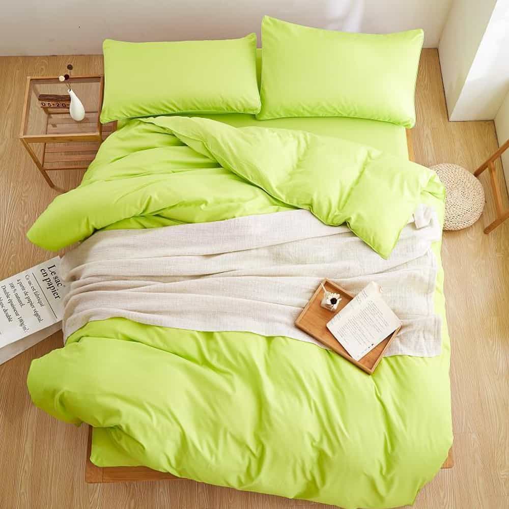 Plain Dyed Duvet Set - Parrot Green
