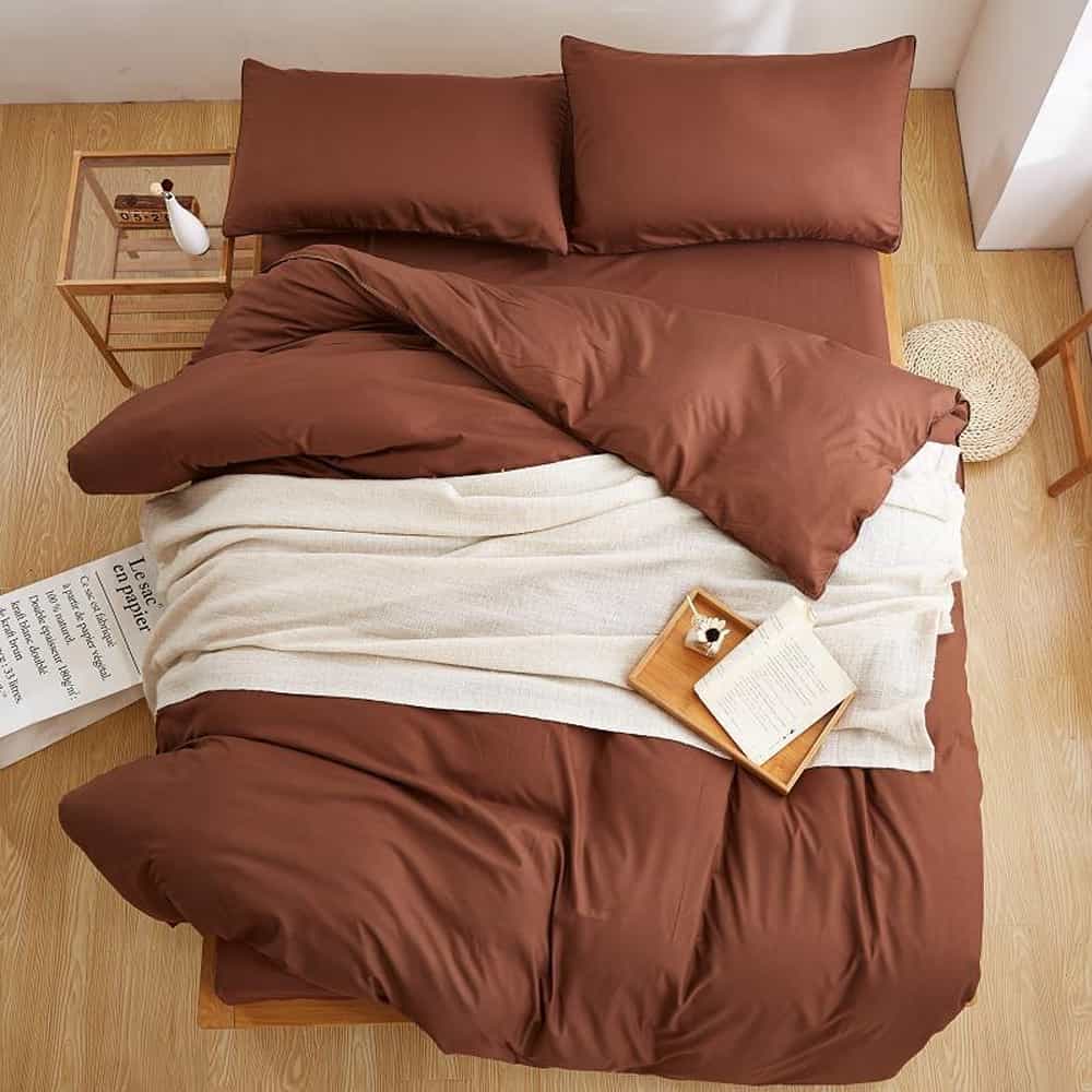 Plain Dyed Duvet Set - Chocolate