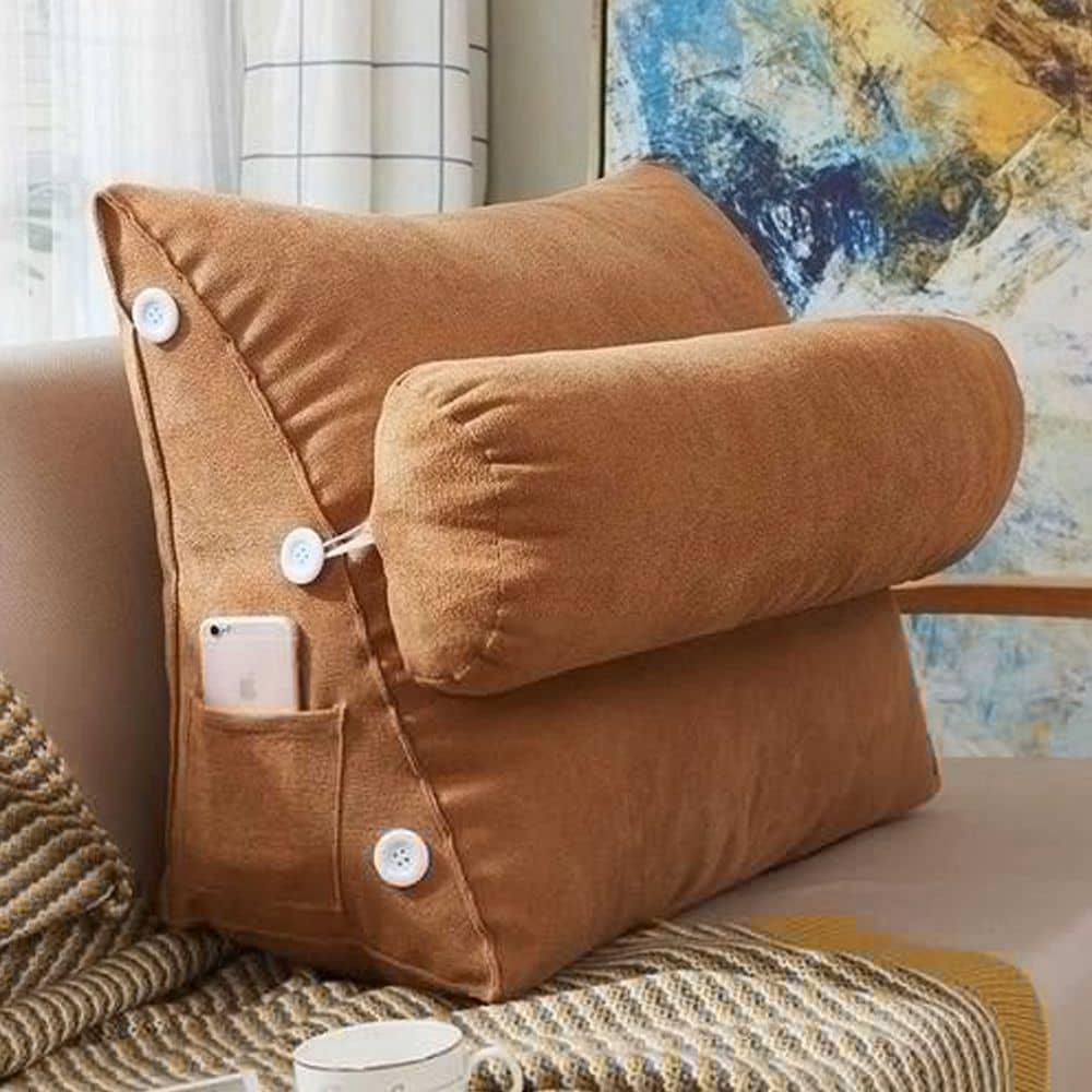 Triangular Back Rest Pillow/Cushion _ Dull Brown
