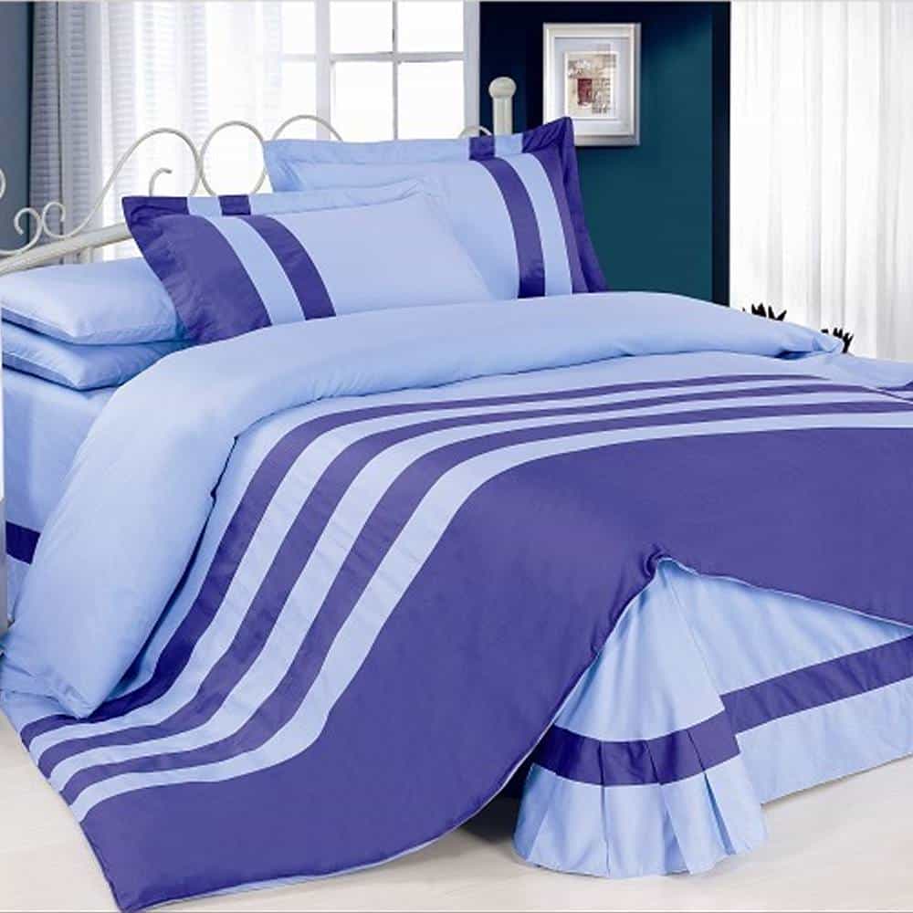 Premium Stripe Duvet Set – Navy Blue & Sky Blue