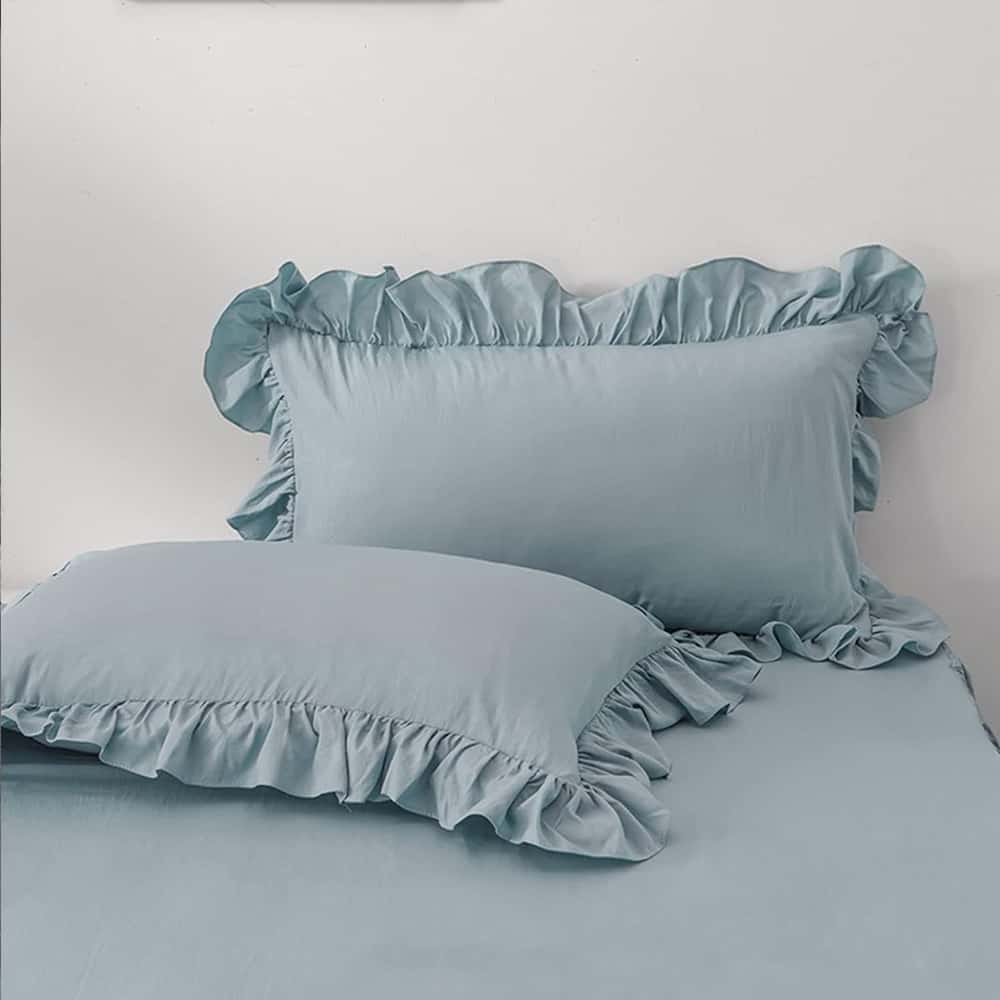 Luxury Ruffle Duvet Set 8 Pieces - Sky Blue