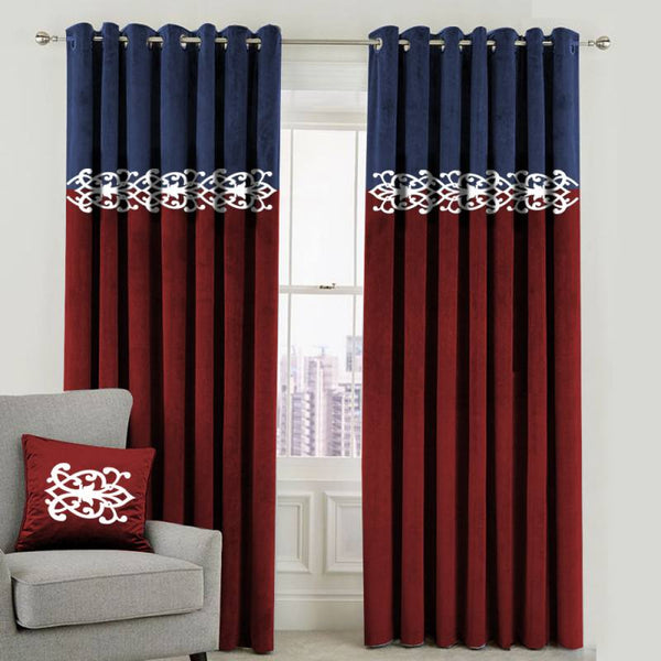 2 Tone Luxury Curtain - Blue/Red