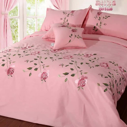 Luxury Embroidered Duvet Set _ Pink
