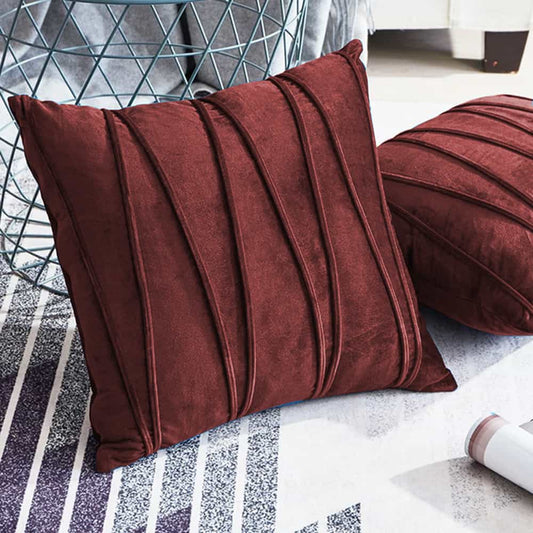 Pack of 2 Velvet Decorative Square Cushion - Maroon