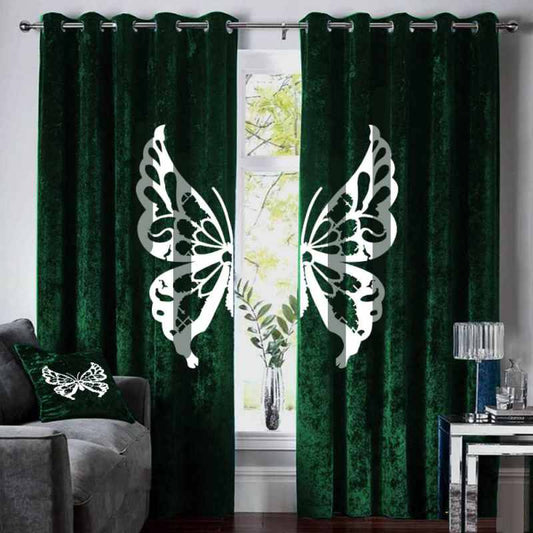 Butterfly Velvet  curtains - Green
