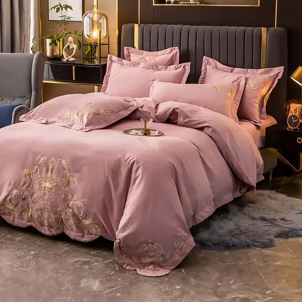 Egyption Embroidery Duvet Set - Pink
