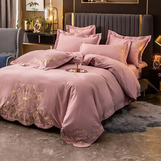 Egyption Embroidery Duvet Set - Pink