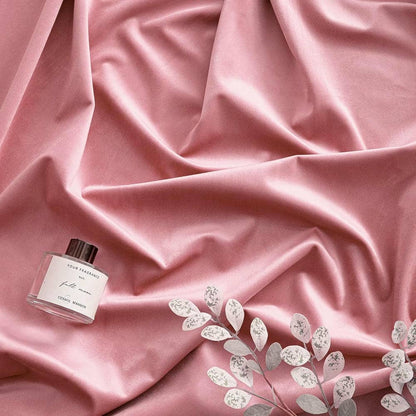 2 Pieces Plain Dyed Velvet Eyelet Curtains - Baby Pink