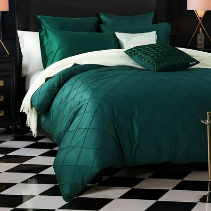 Embellish Pleated Bridal Quilt Set Green - 12 Pieces Set with Free Quilt Filling