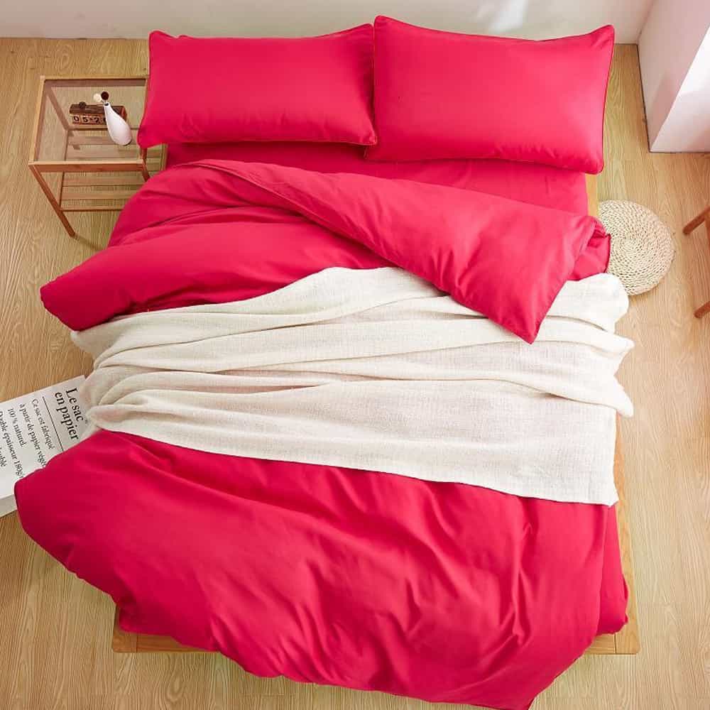 Plain Dyed Duvet Set - Red