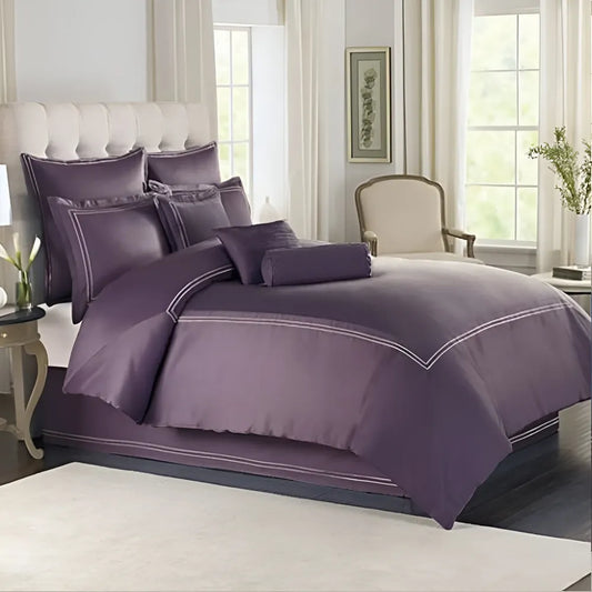 Purple Duvet Set With White Double Baratta Stitch