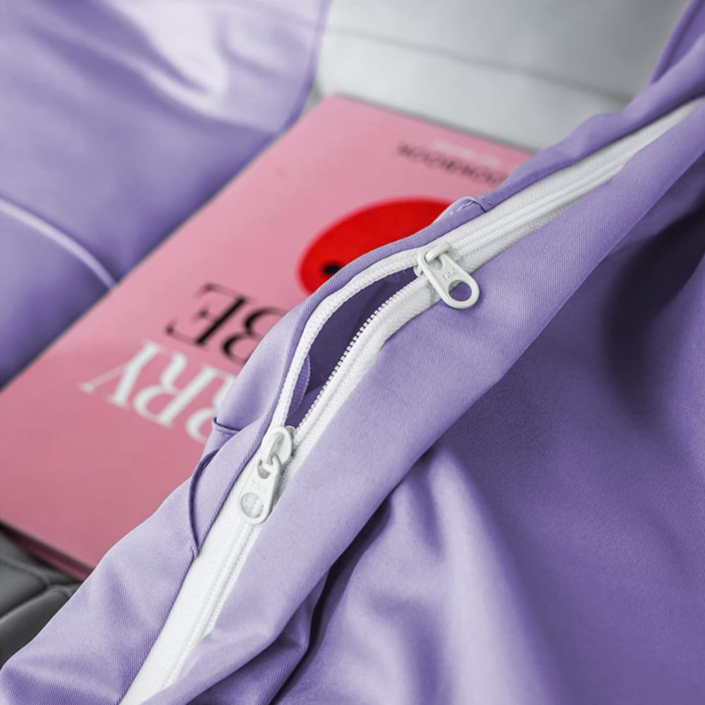 Cross Pleated Duvet Set - Light Purple