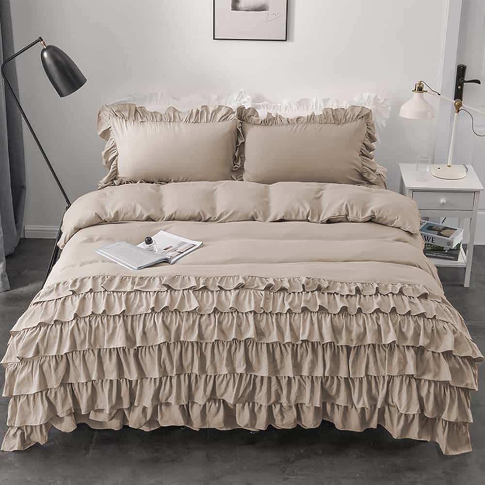 Luxury Ruffle Duvet Set 8 Pieces - Beige