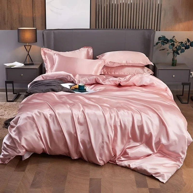 Luxurious Silk Duvet Set - Light Pink