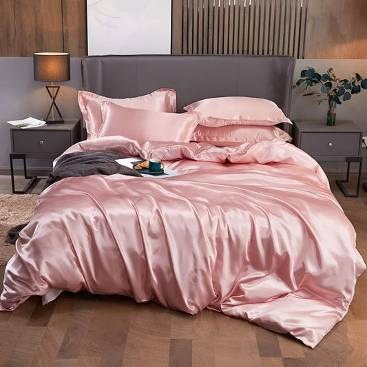 Luxurious Silk Duvet Set - Light Pink