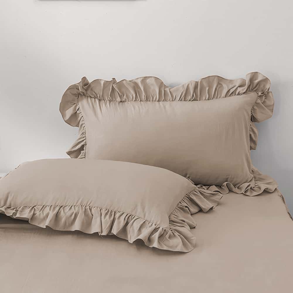 Luxury Ruffle Duvet Set 8 Pieces - Beige