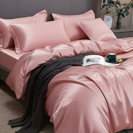 Luxurious Silk Duvet Set - Light Pink