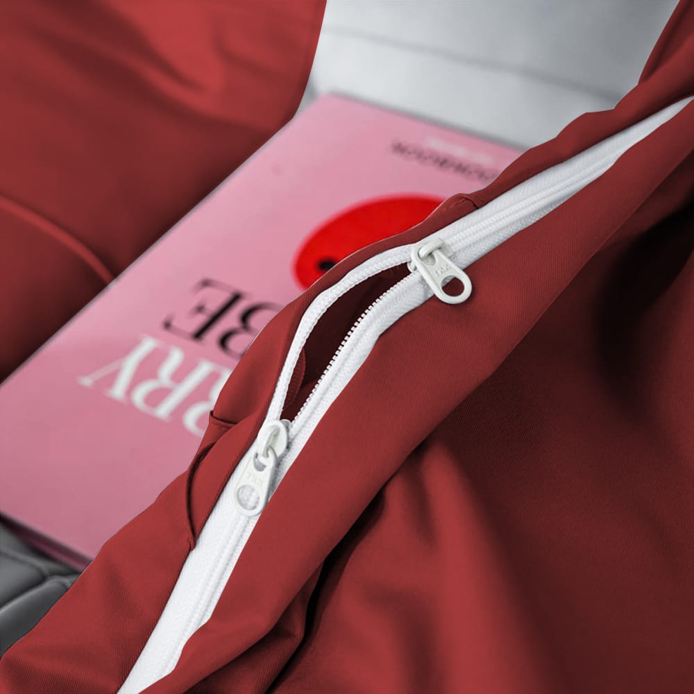 Cross Pleated Duvet Set - Maroon