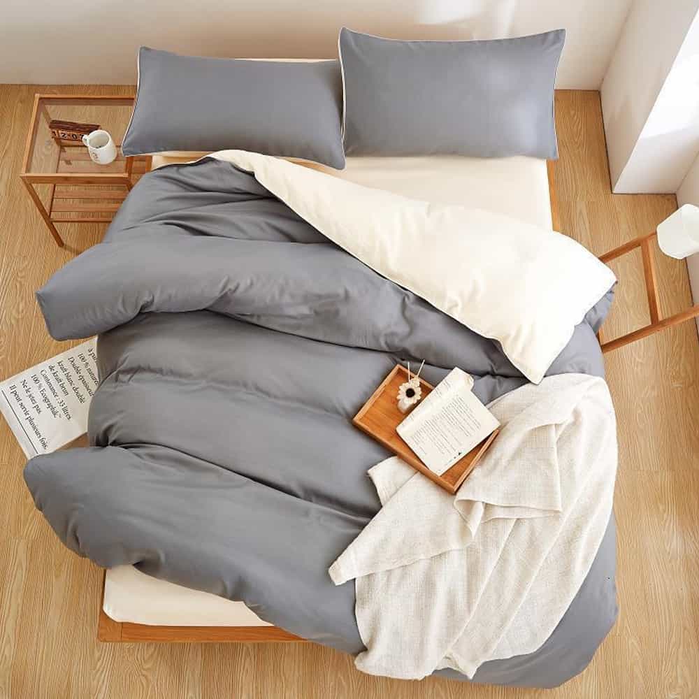 Luxury Reversible Duvet Set - Grey & Cream