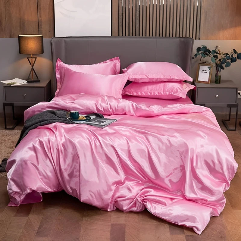 Luxurious Silk Duvet Set - Pink