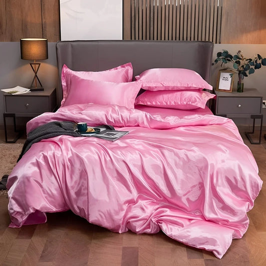 Luxurious Silk Duvet Set - Pink