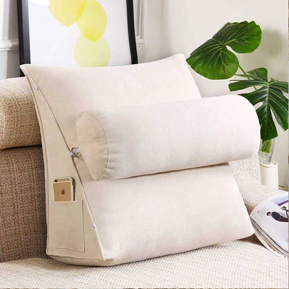 Triangular Back Rest Pillow/Cushion _ Off White