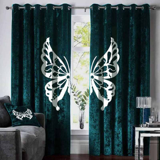 Butterfly Velvet  curtains - Teal